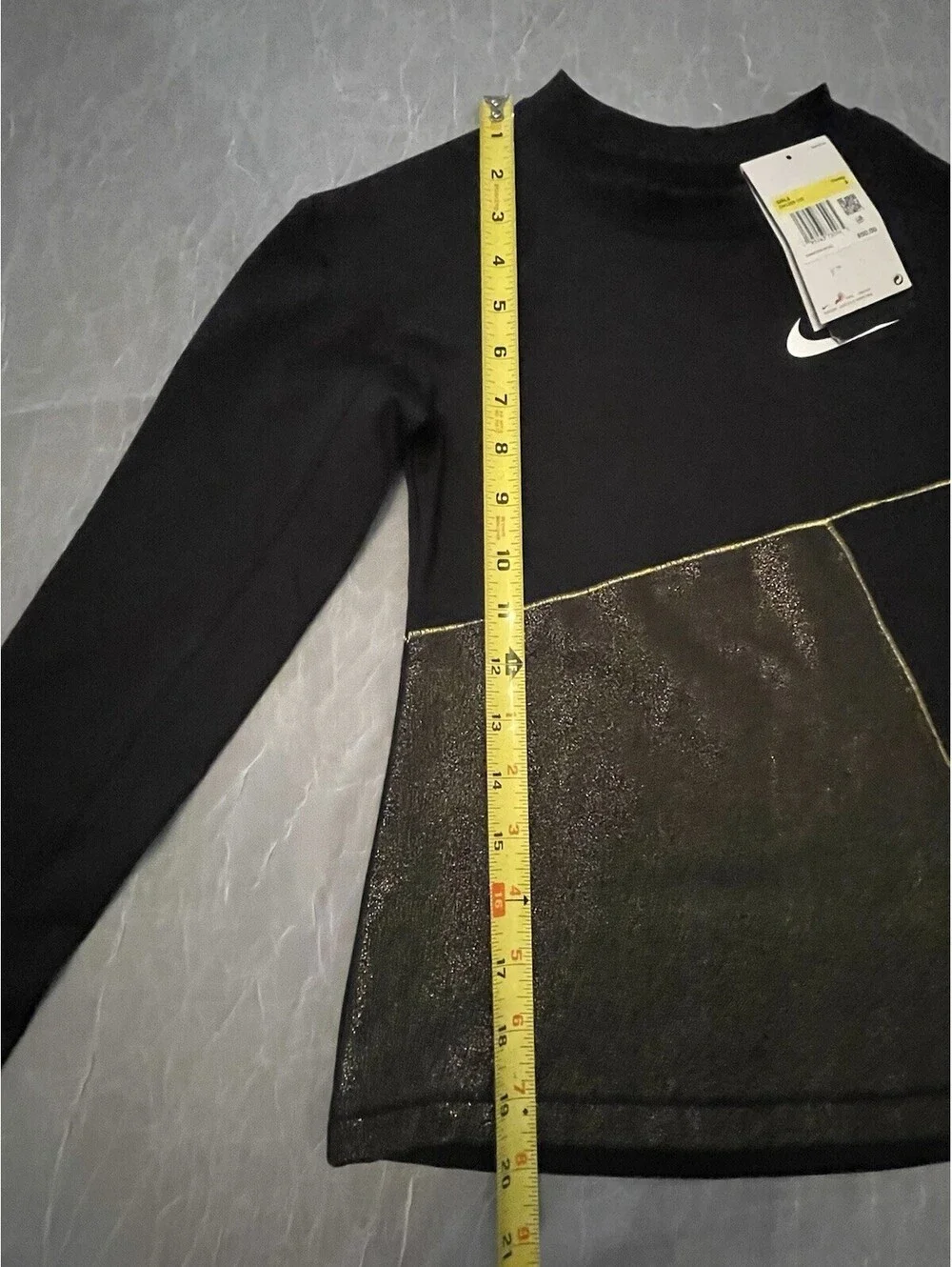 Nike Girls Dri Fit Black/Shimmer Gold Long Sleeve Shirt-S